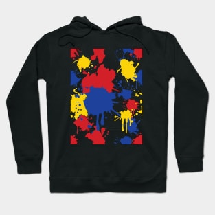 Splatter Paint Primary Colors Pattern: Red, Blue, and Yellow Hoodie